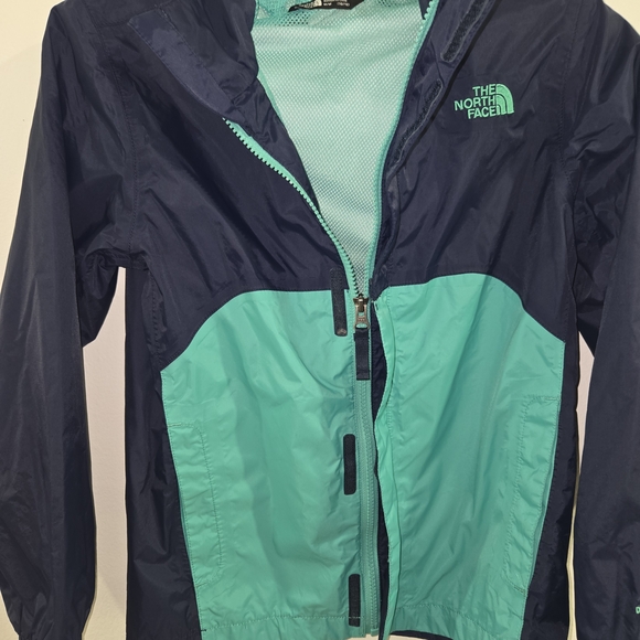 The North Face Dryvent Wind Rain Blue Aqua Youth Hooded Full Zip Jacket M 10/12 - Picture 3 of 8